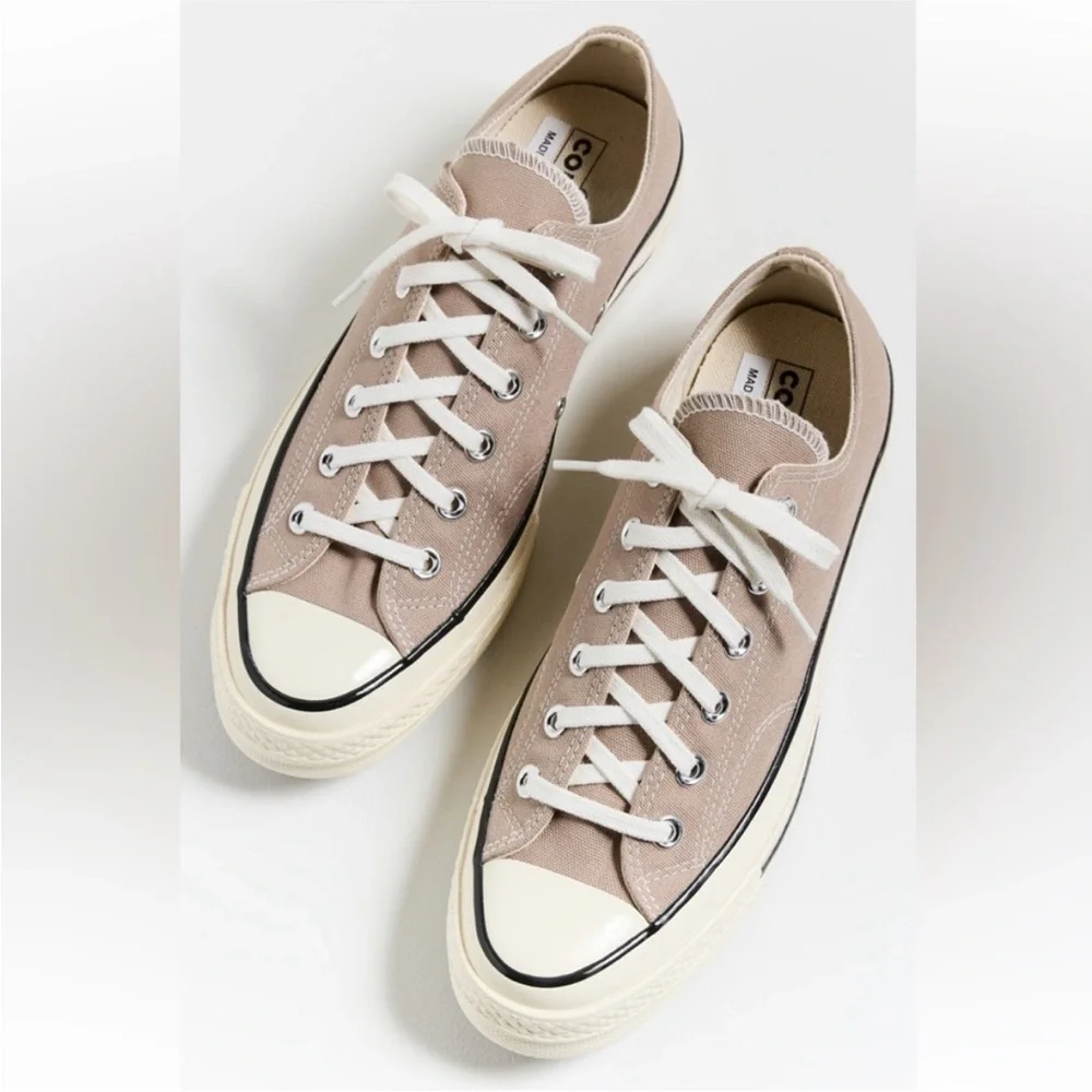 Converse Men's Low-Top Sneakers in Light Taupe and White - Picture 4 of 14